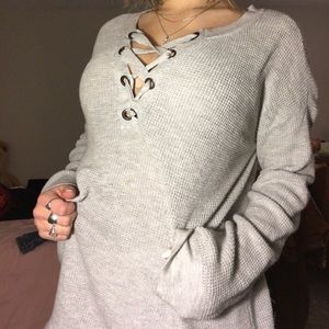 greg knit sweater with front lace